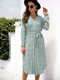 Button Down Printed Long Sleeve Shirt Dress - Trendsi - Flyclothing LLC