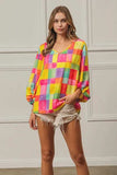 BiBi Multi Block Bubble Pop Ballon Top - Trendsi - Flyclothing LLC