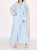Rhinestone Long Sleeve Maxi Dress - Trendsi - Flyclothing LLC