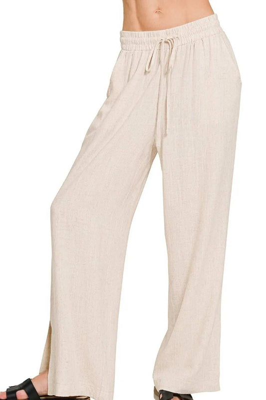 Zenana Linen Drawstring Pants - Trendsi - Flyclothing LLC
