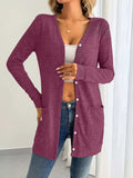 Open Front Longline Cardigan with Side Pockets - Trendsi - Flyclothing LLC