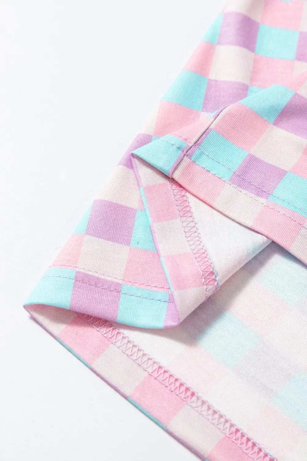 Plaid Collared Neck Short Sleeve Top and Shorts Lounge Set - Trendsi - Flyclothing LLC