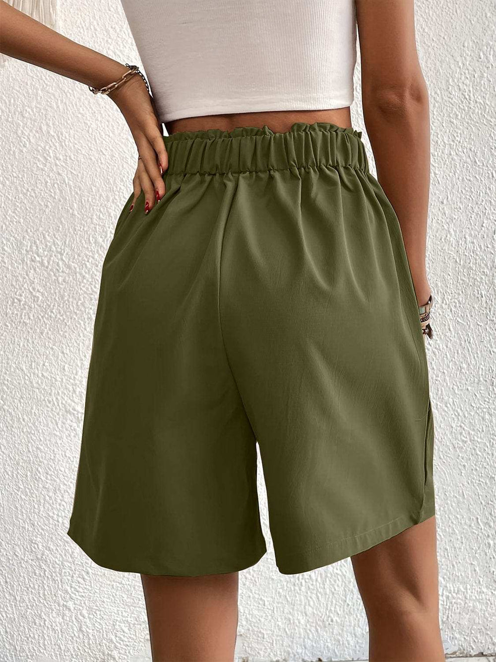 Pocketed Half Elastic Waist Shorts - Trendsi - Flyclothing LLC