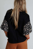 Contrast Floral Puff Sleeve Oversized Top - Trendsi - Flyclothing LLC
