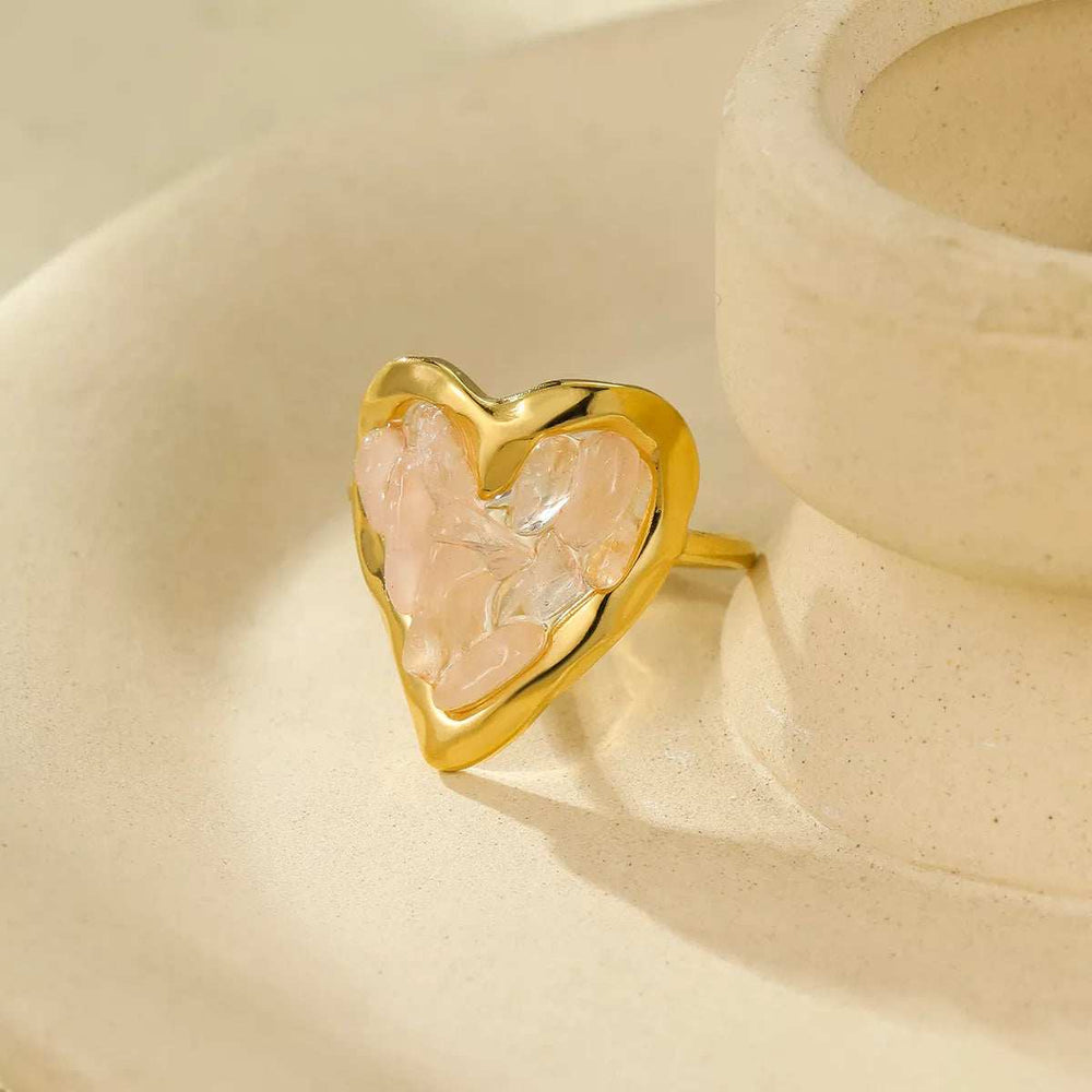 18K Gold-Plated Heart-Shaped Ring - Trendsi - Flyclothing LLC
