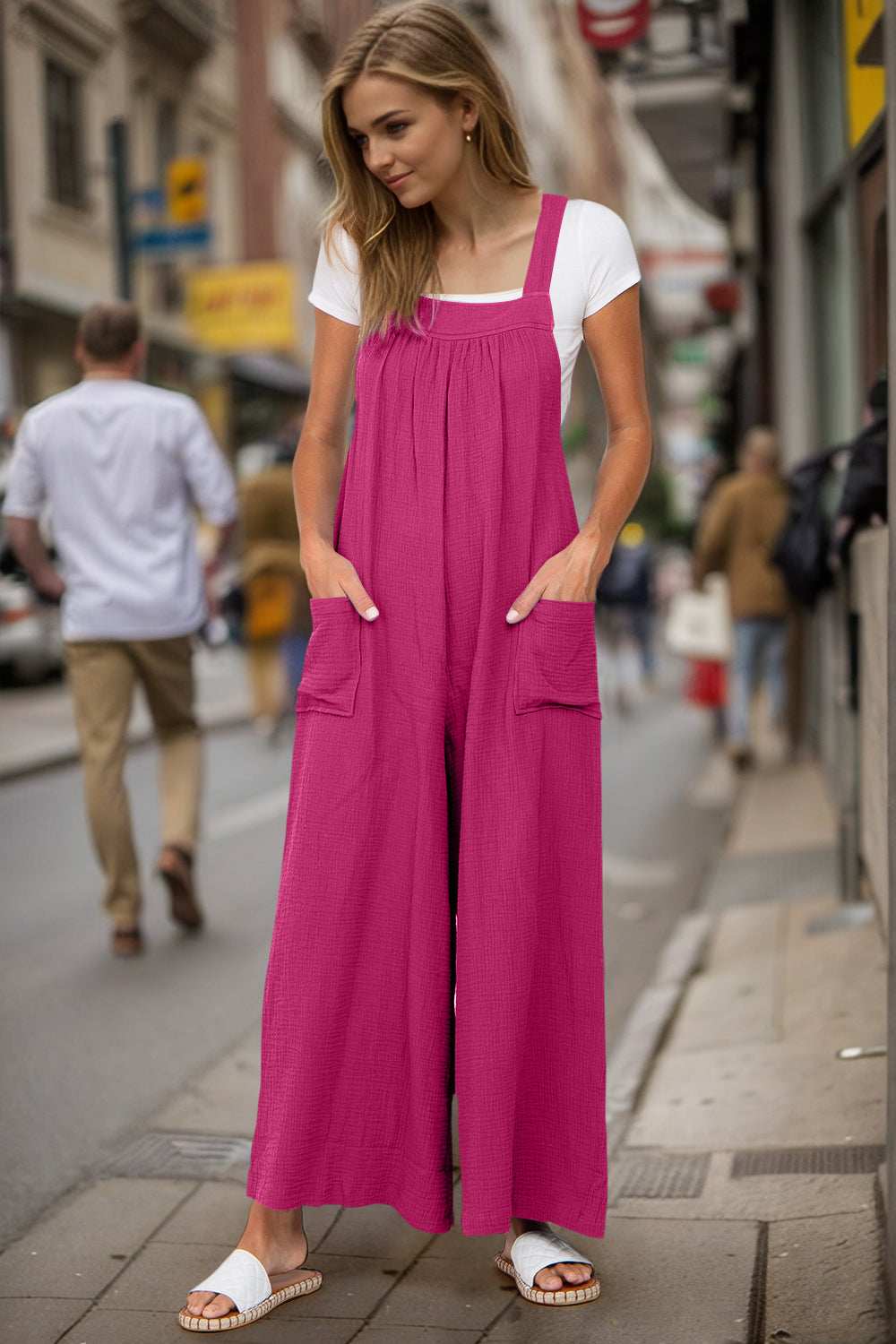 Double Take Full Size Wide Leg Overalls with Pockets - Trendsi - Flyclothing LLC
