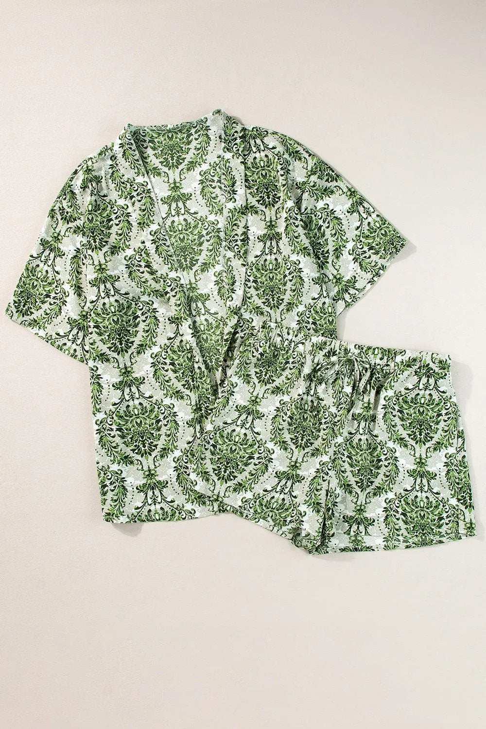 Printed Open Front Top and Shorts Set - Trendsi - Flyclothing LLC