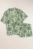 Printed Open Front Top and Shorts Set - Trendsi - Flyclothing LLC