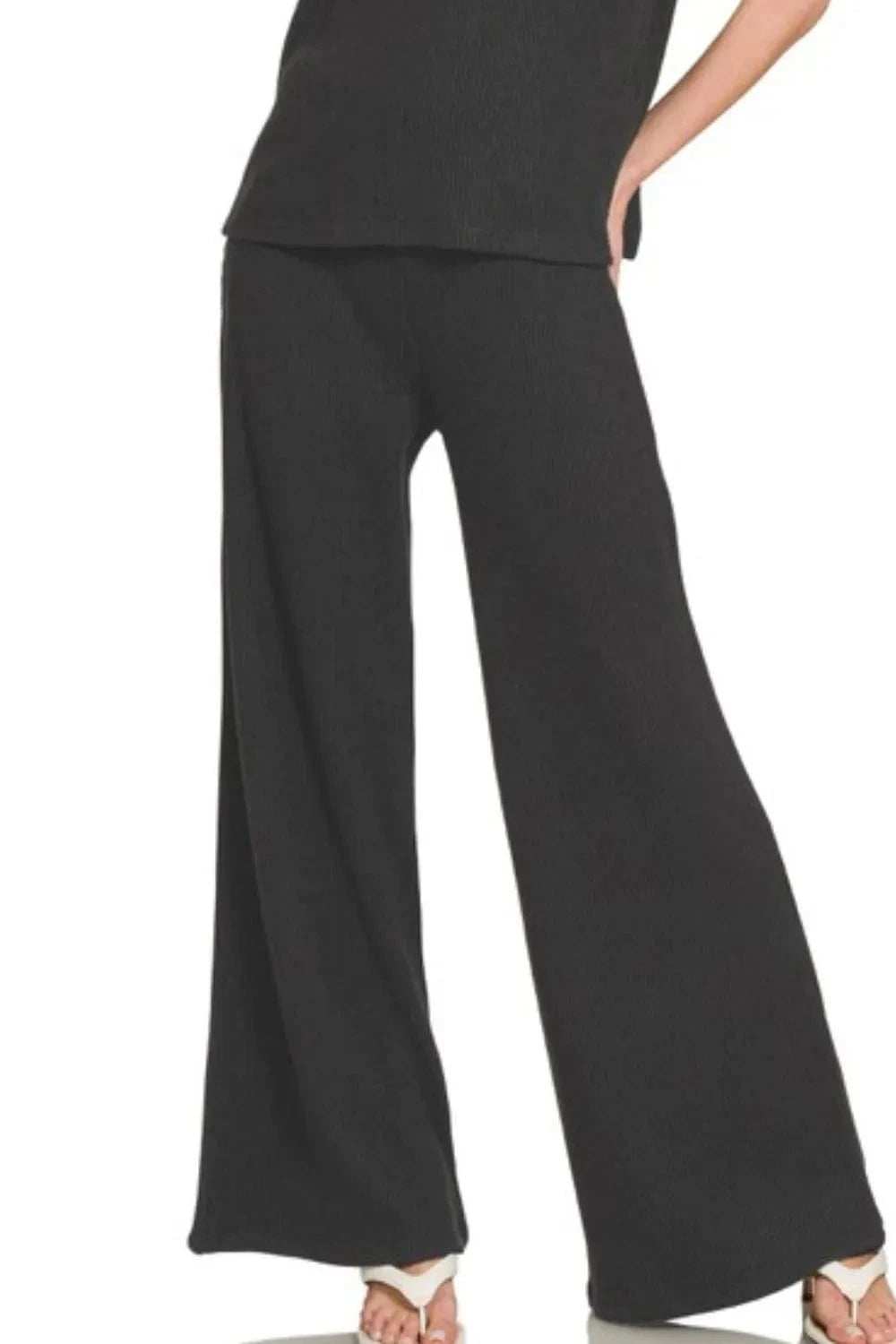 Zenana Rolled Sleeve Top and Pants Sweater Set - Trendsi - Flyclothing LLC