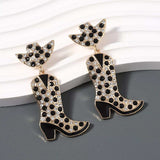 Rhinestone Cowboy Boot Dangle Earrings - Trendsi - Flyclothing LLC