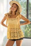 BiBi Floral Lace Tiered Top with Shoulder Ribbon Tied - Trendsi - Flyclothing LLC