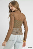 Umgee Nylon Lace Mesh Long Sleeve Top - Trendsi - Flyclothing LLC