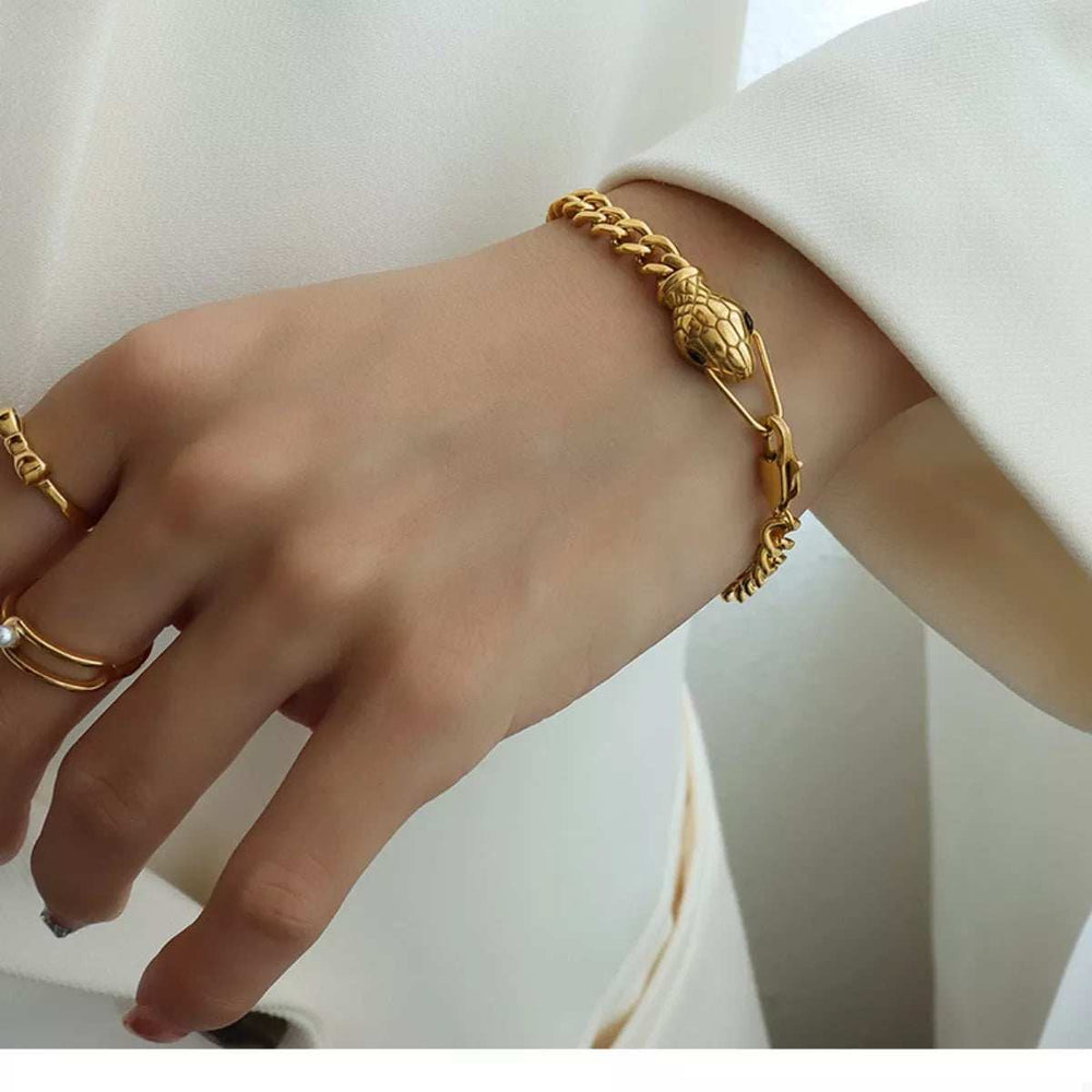 Titanium Steel Zircon Snake Bracelet - Trendsi - Flyclothing LLC