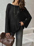 Boat Neck Knit Cover Up with Relaxed Fit - Trendsi - Flyclothing LLC