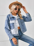 Snake Print Button Up Denim Jacket - Trendsi - Flyclothing LLC