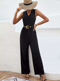 Sleeveless V-Neck Wide Leg Jumpsuit - Trendsi - Flyclothing LLC