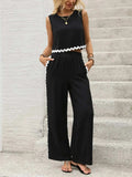 Round Neck Sleeveless Top and Pants Set - Trendsi - Flyclothing LLC