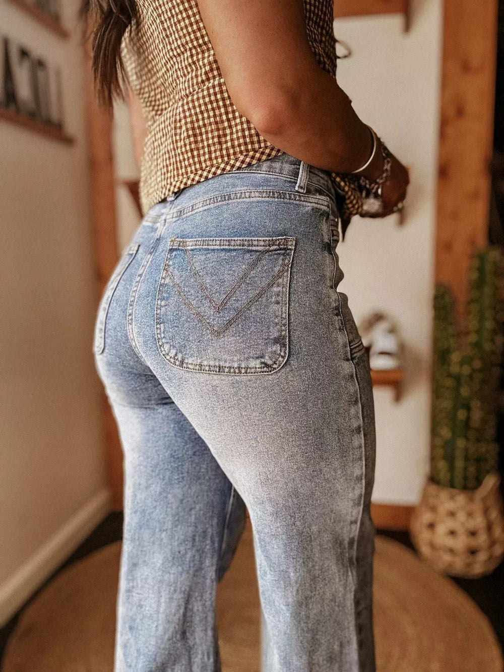 Wide Leg Wash Jeans - Trendsi - Flyclothing LLC