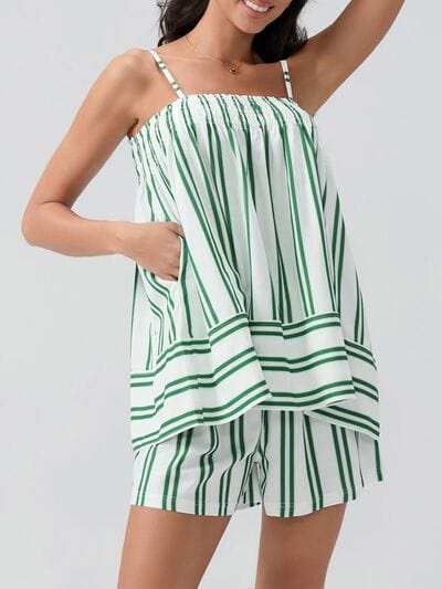 Smocked Square Neck Cami and Shorts Set - Trendsi - Flyclothing LLC