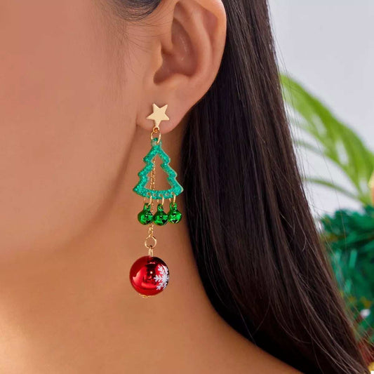 Christmas Tree Ball Drop Earrings - Trendsi - Flyclothing LLC