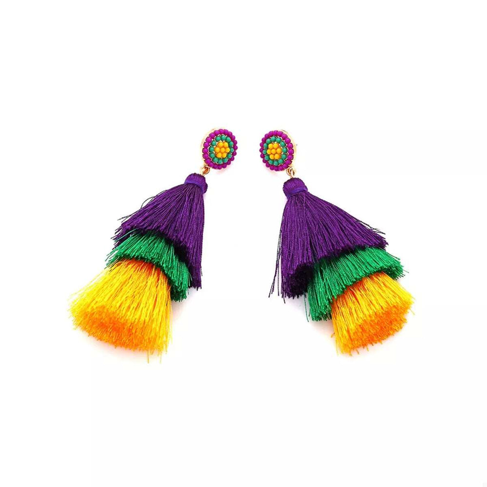 Layered Tassel Drop Earrings - Trendsi - Flyclothing LLC