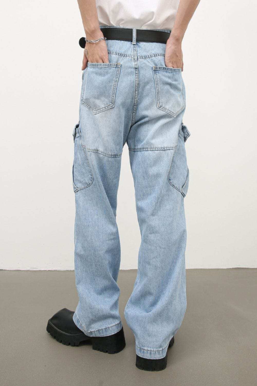Men's Mid Rise Jeans with Cargo Pockets - Trendsi - Flyclothing LLC