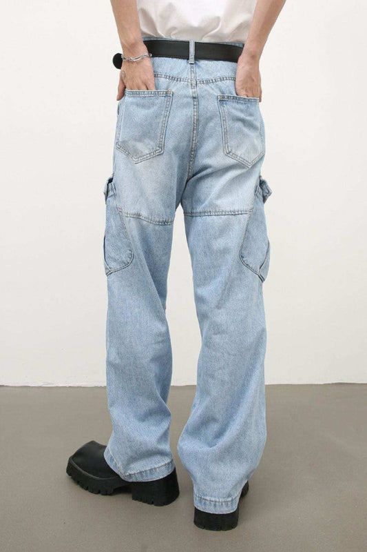 Men's Mid Rise Jeans with Cargo Pockets - Trendsi - Flyclothing LLC