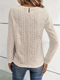 Lace Eyelet Long Sleeve Top - Trendsi - Flyclothing LLC