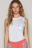 POL Floral Detail Pocket Patch Tank Top - Trendsi - Flyclothing LLC
