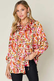 Double Take Full Size Printed Button Up Long Sleeve Shirt - Trendsi - Flyclothing LLC