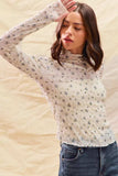 SO ME Floral Print Textured Long Sleeve Knit Top - Trendsi - Flyclothing LLC