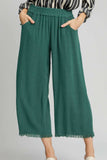 Umgee Full Size Linen Blend Elastic Waistband Wide Leg Pants Plus Size - Trendsi - Flyclothing LLC