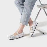 PU Leather Studded Flat Loafers - Trendsi - Flyclothing LLC