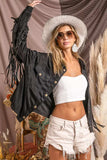BiBi Suede Fringe Long Sleeve Jacket - Trendsi - Flyclothing LLC