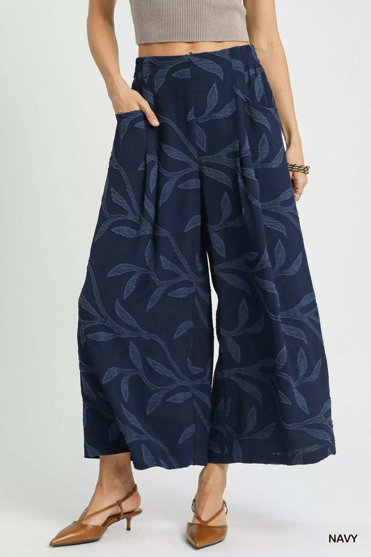 Umgee Jacquard Wide-Leg Pants - Trendsi - Flyclothing LLC