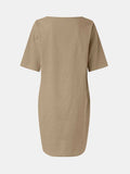 Full Size Round Neck Half Sleeve Dress with Pockets - Trendsi - Flyclothing LLC