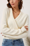 Ribbed Surplice Long Sleeve Sweater - Trendsi - Flyclothing LLC