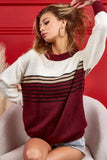BiBi Color Block Sweater With Stripe Yoke - Trendsi - Flyclothing LLC