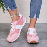 Contrast Round Toe Flat Sneakers - Trendsi - Flyclothing LLC