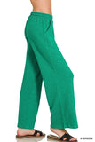 Zenana Cotton Slub Wide Leg Pants - Trendsi - Flyclothing LLC