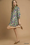 Umgee Boho Floral Balloon Sleeve Mini Dress - Trendsi - Flyclothing LLC