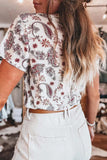 Paisley Mock Neck T Shirt - Trendsi - Flyclothing LLC