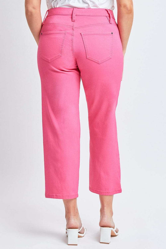 YMI Jeanswear Full Size Mid-Rise Hyperstretch Cropped Straight Pants - Trendsi - Flyclothing LLC