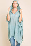 Cotton Bleu by Nu Label Tassel Hem Hooded Cover Up - Trendsi - Flyclothing LLC