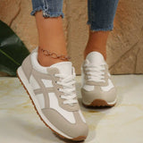 Contrast Lace Up Round Toe Sneakers - Trendsi - Flyclothing LLC