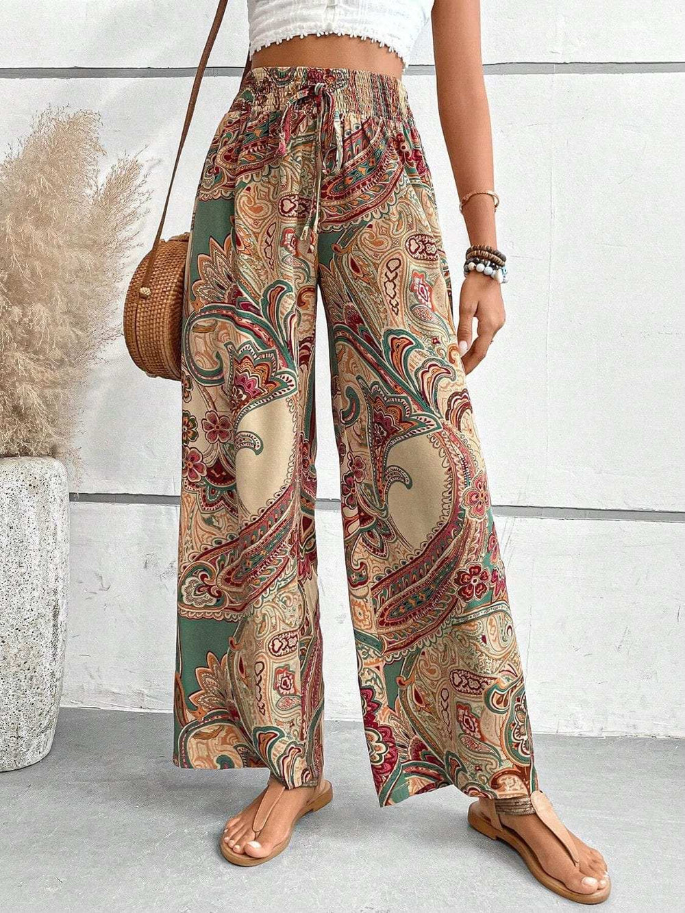 Printed Wide Leg Pants - Trendsi - Flyclothing LLC