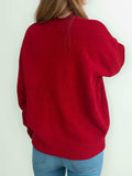 Round Neck Dropped Shoulder Long Sleeve Sweater - Trendsi - Flyclothing LLC