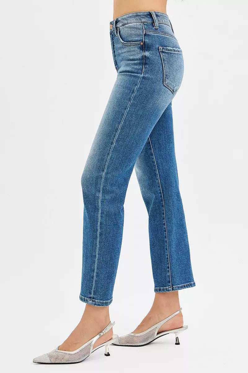 RISEN Tummy Control High Rise Crop Straight Jeans - Trendsi - Flyclothing LLC