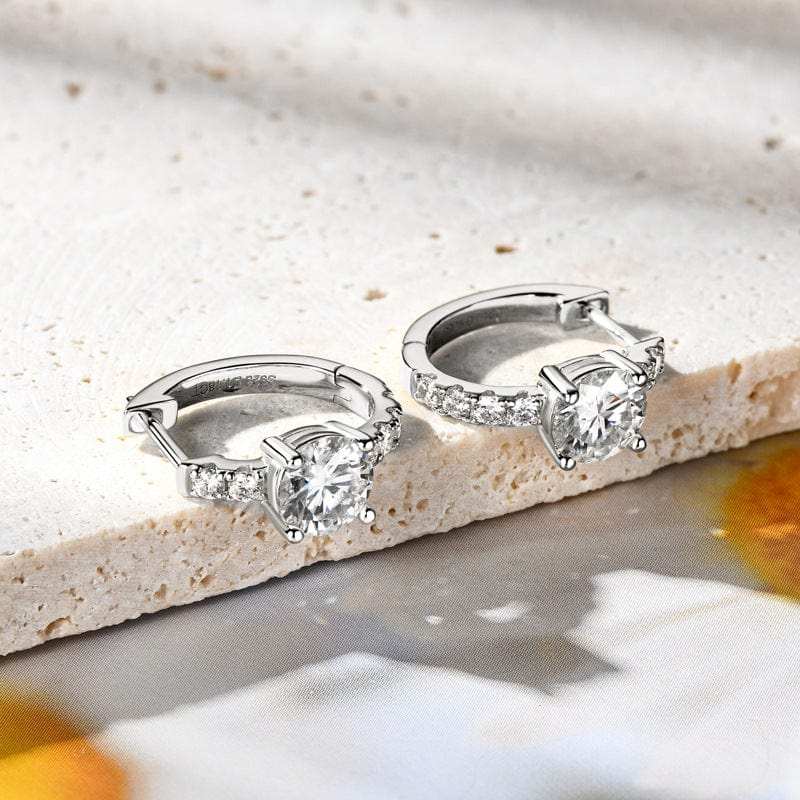 2.36 Carat Moissanite Zircon 925 Sterling Silver Hoop Earrings - Trendsi - Flyclothing LLC