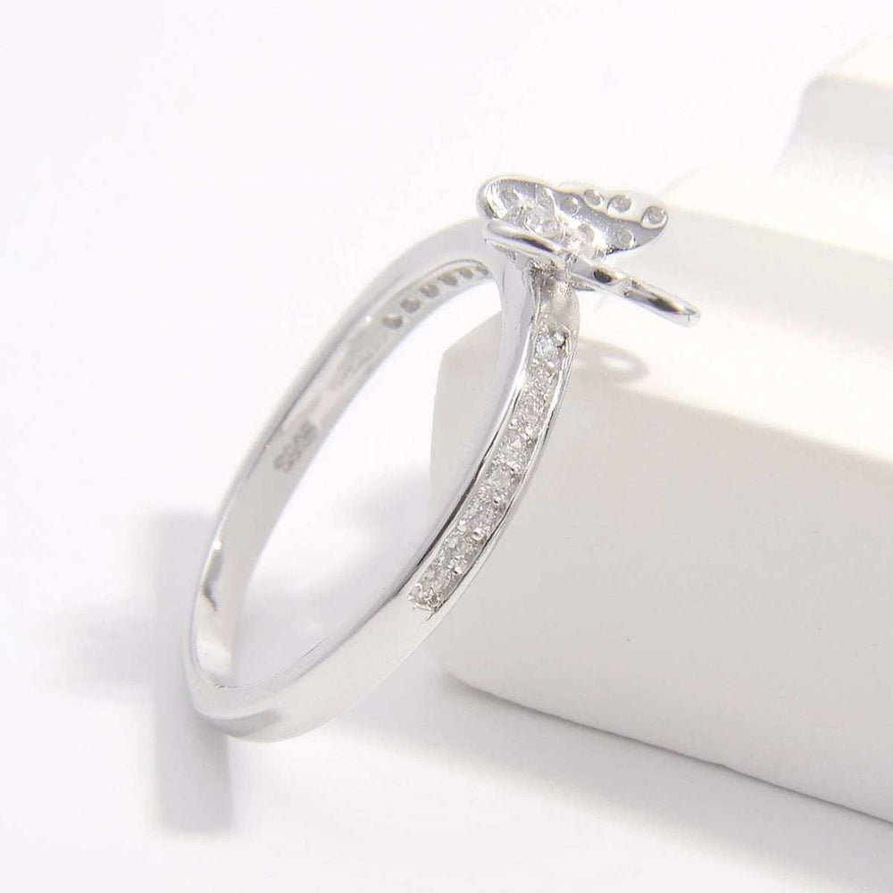 925 Sterling Silver Inlaid Zircon Butterfly Ring - Trendsi - Flyclothing LLC